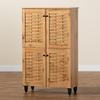 Baxton Studio Winda Modern and Contemporary Oak Brown Finished Wood 4-Door Shoe Storage Cabinet 190-11989-ZORO